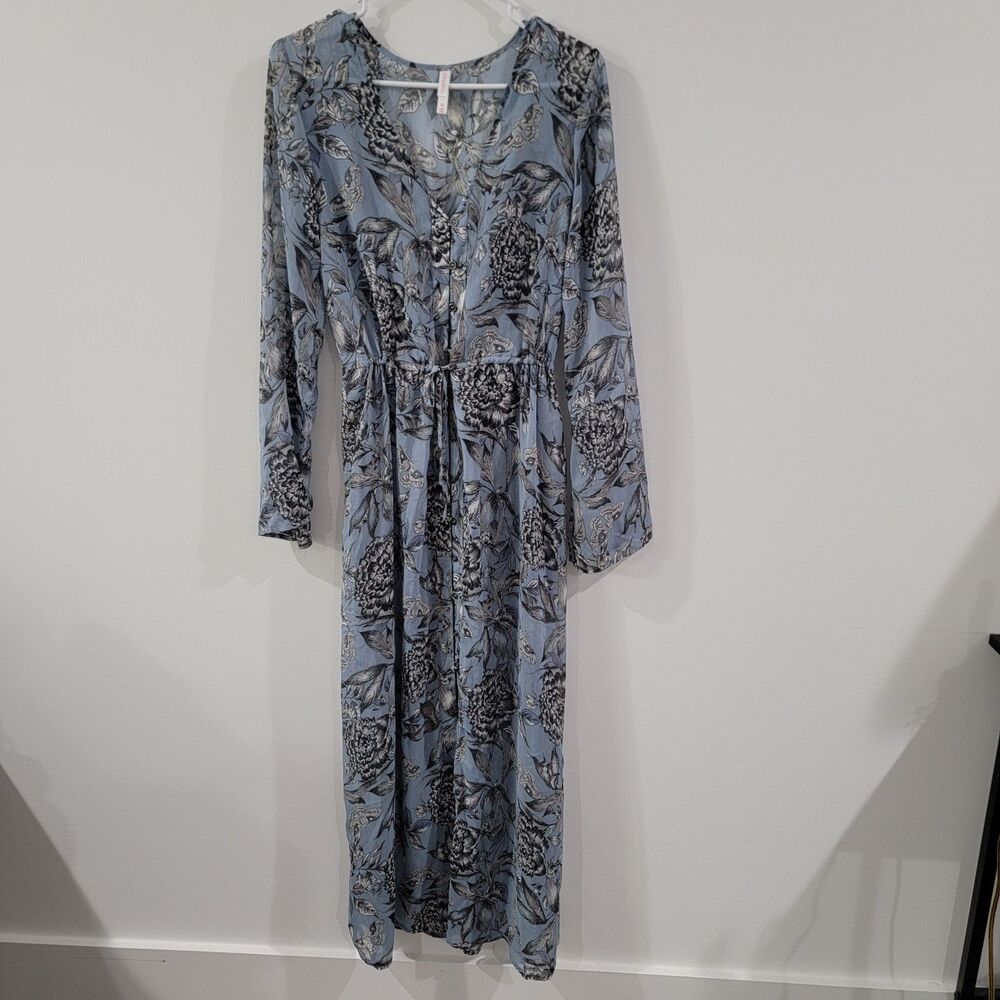Xhilaration Womens Maxi Dress Size Xs Semi‎ Sheer Floral Moth Kimono Cover